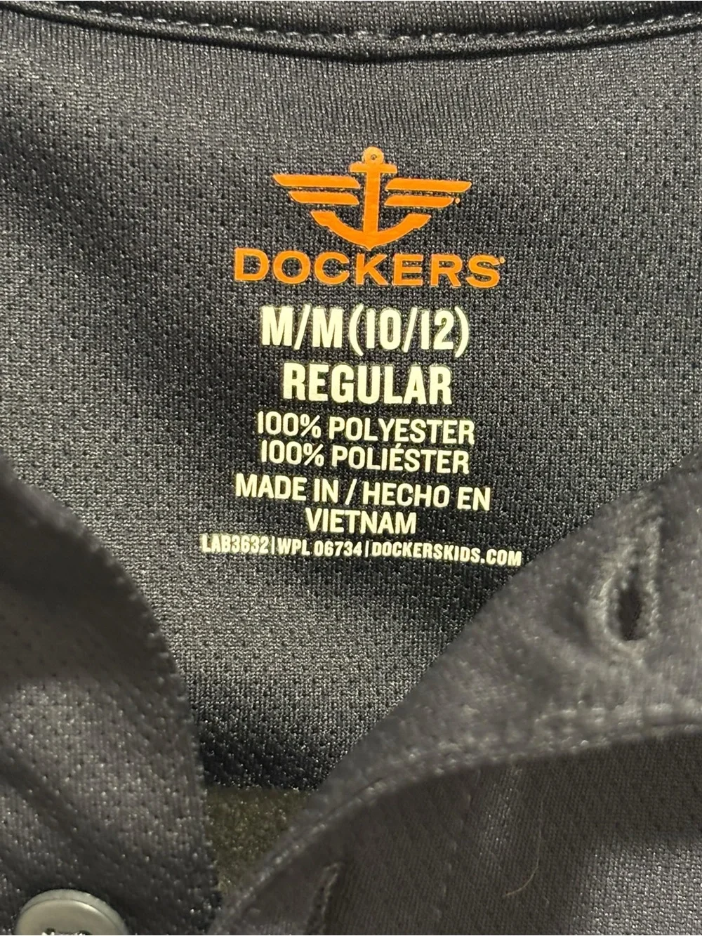 Boys Dockers Navy Blue Short-Sleeve Polo Uniform Shirt Size M 10/12